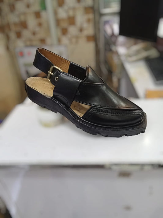 black colour peshawari chappal