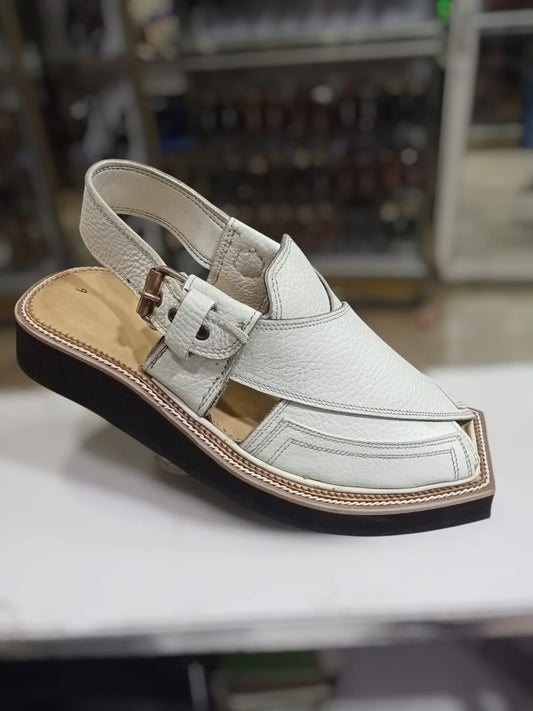 White colour peshawari chappal